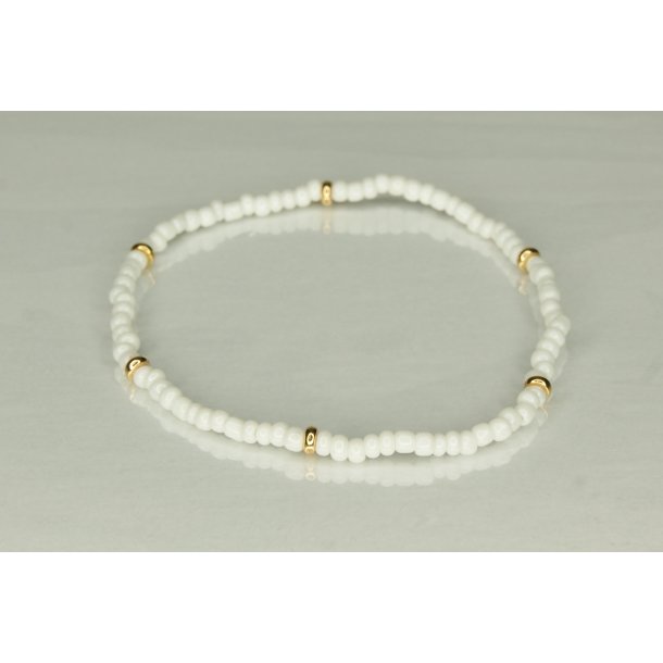 Glass Pearls 3 mm with 6 Guld white