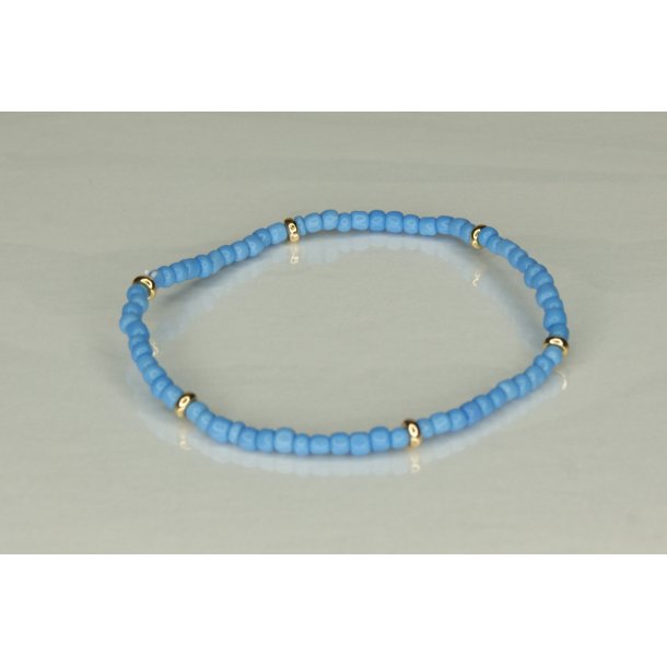 Glass Pearls 3 mm with 6 Guld Light blue