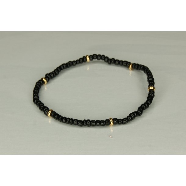 Glass Pearls 3 mm with 6 Guld Black