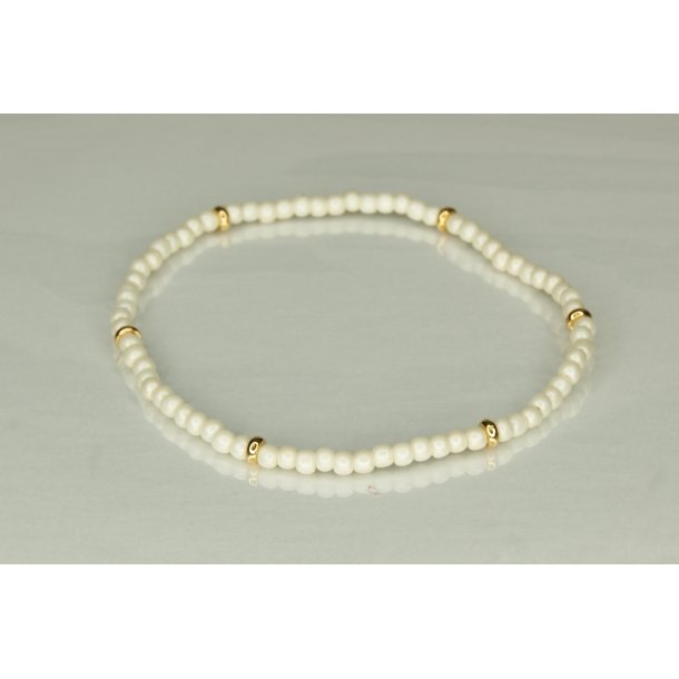 Glass Pearls 3 mm with 6 Guld Off white