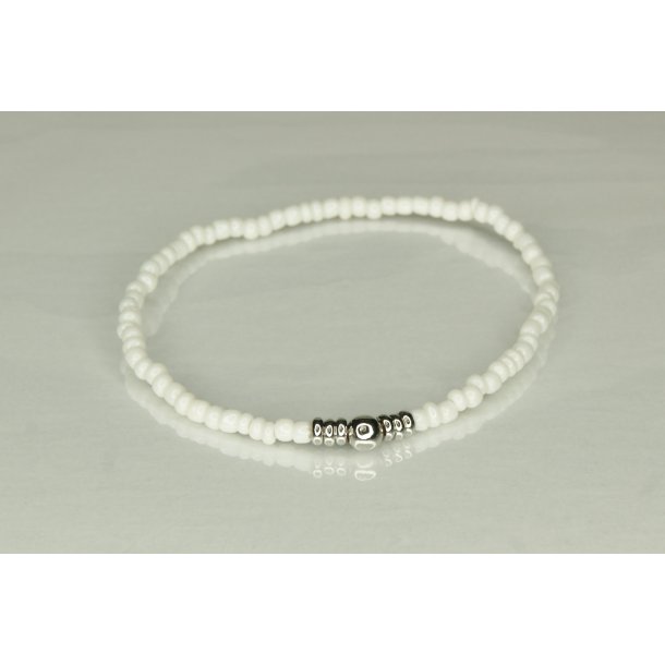 Glass Pearls 3 mm with 1 deko Silver white