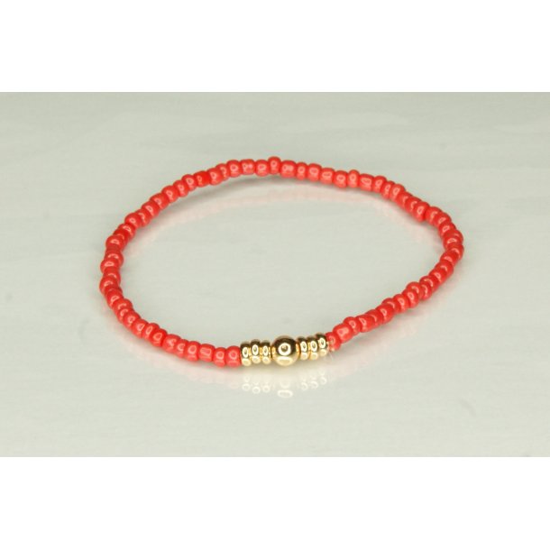 Glass Pearls 3 mm with 1 deko Gold red