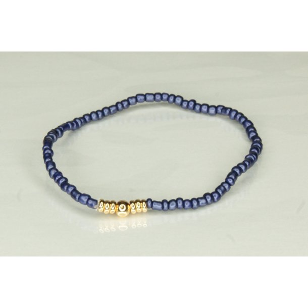 Glass Pearls 3 mm with 1 deko Gold Dark blue