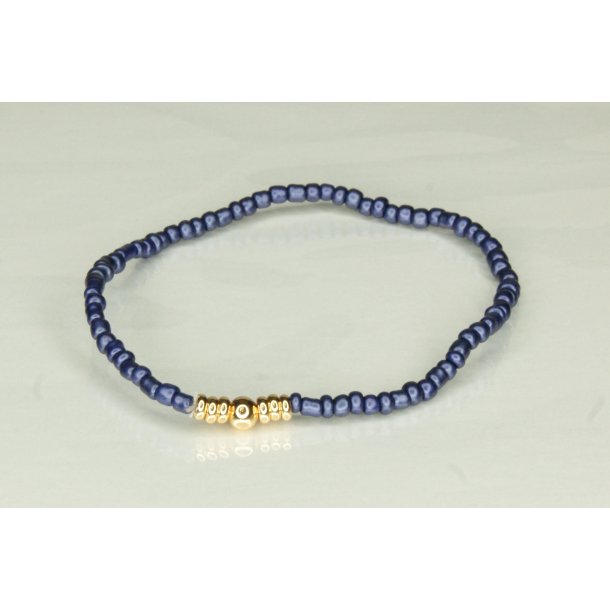 Glass Pearls 3 mm with 1 deko Gold Dark blue