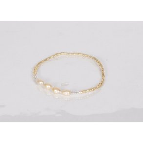 perals bracelet/smalle perals light broun / Gold