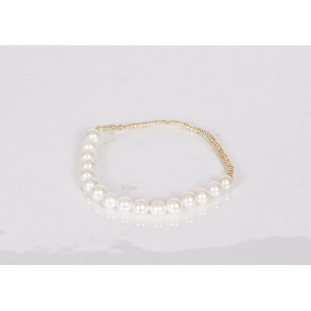 Shellsperals bracelet/smalle perals white / Gold