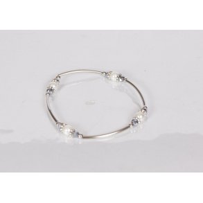 4 stk Shellsperals bracelet/4 stk White silver metal