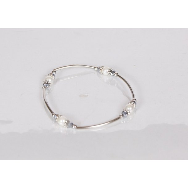 4 stk Shellsperals bracelet/4 stk White silver metal