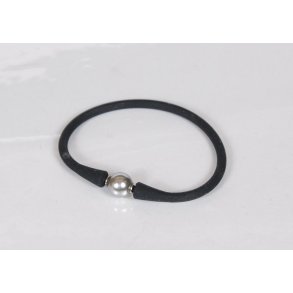 Designer rubber bracelet Silver pearl