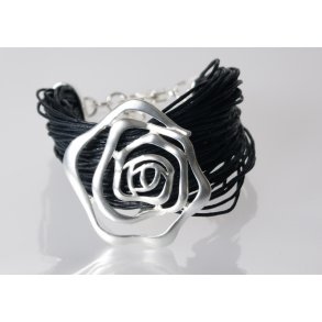 Bracelet leather silver spiral