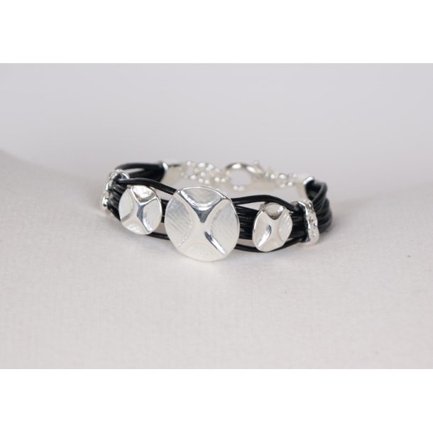  Bracelet leather silver spiral BN-20