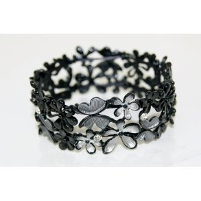Flower open Bracelet black 