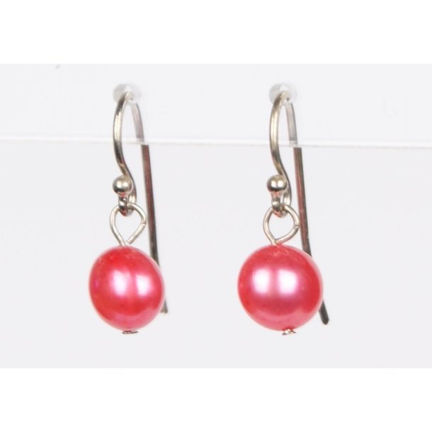 400-03 hang earrings drop pearl Red P#08