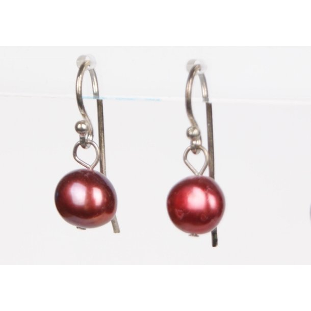 400-03 hang earrings drop pearl Red Brown P#36
