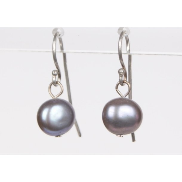 400-03 hang earrings drop pearl dark gray silver P#40