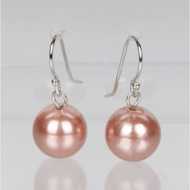 400-61 Queen hang earrings shellpearl 8 mm ST #213 Deep Pink