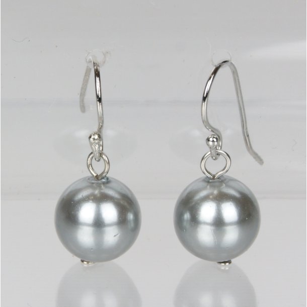 400-61 Queen hang earrings shellpearl 8 mm ST #222 silver