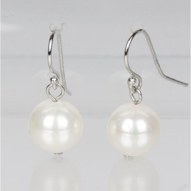 400-61 Queen hang earrings shellpearl 8 mm ST #201 white