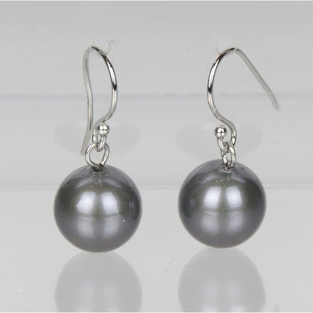 400-61 Queen hang earrings shellpearl 8 mm ST #514 Stone Grey