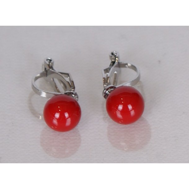 400-62 Queen earrings - ears Clips 8 mm ST-246 red
