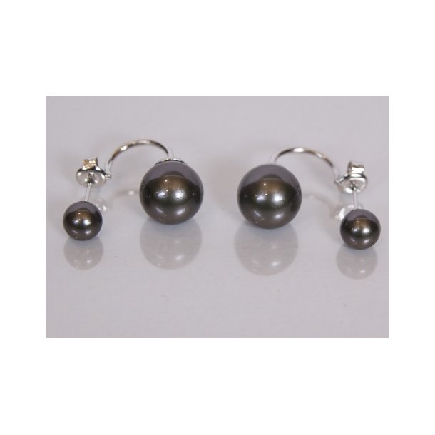 400-63 Queen stik with hang earrings shellpearl 7/10 mm ST #514 Stone Grey