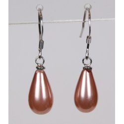 400-65 Drop hang earrings pearl 8 x 14 mm