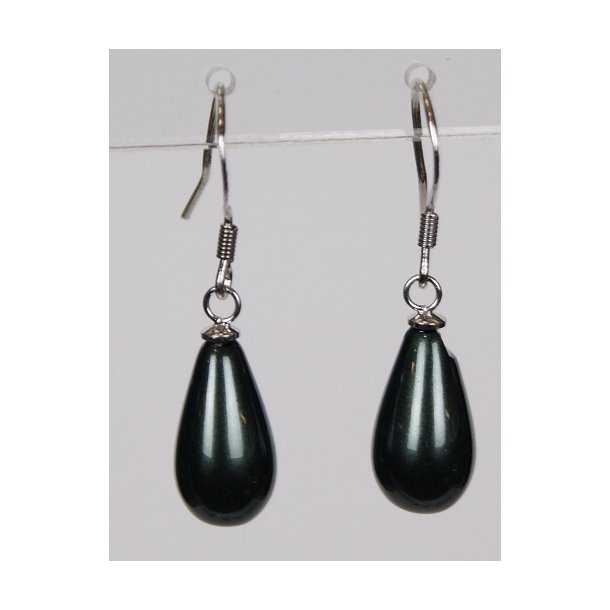 400-65 Drop hang earrings pearl 8 x 14 mm ST #250 Black