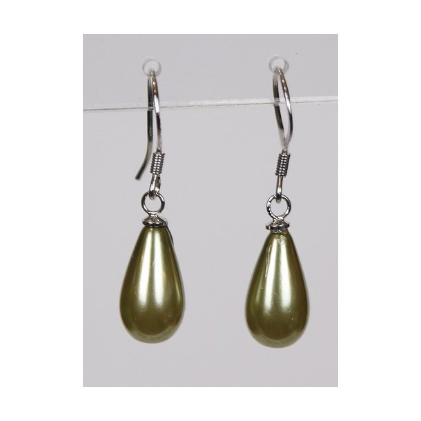 400-65 Drop hang earrings pearl 8 x 14 mm ST #217 Mint Green