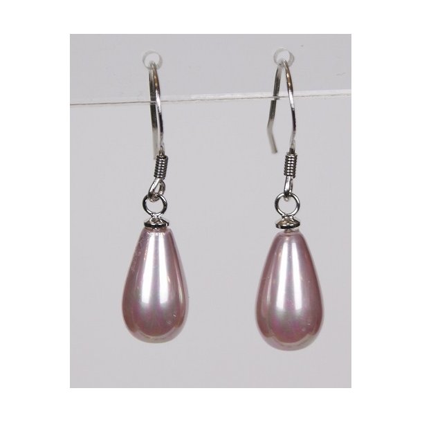 400-65 Drop hang earrings pearl 8 x 14 mm ST #212 Purple