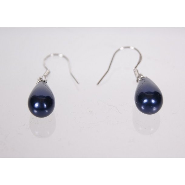 400-65 Drop hang earrings pearl 8 x 14 mm ST #620 Deep Blue