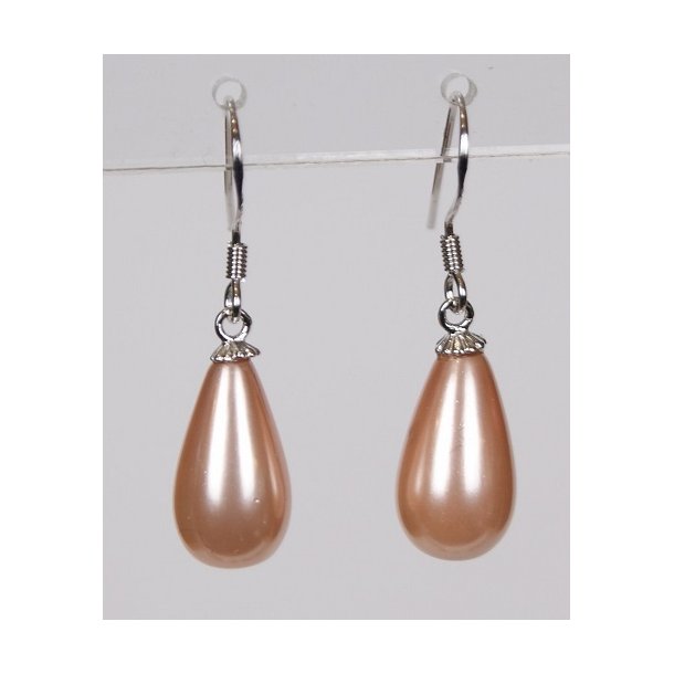 400-65 Drop hang earrings pearl 8 x 14 mm ST #208 Dust rose