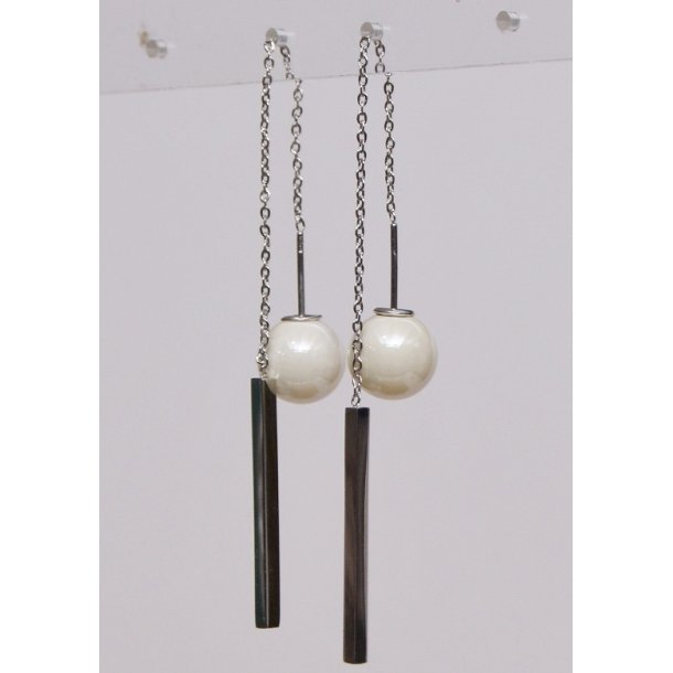 earrings silver pin w- pearls