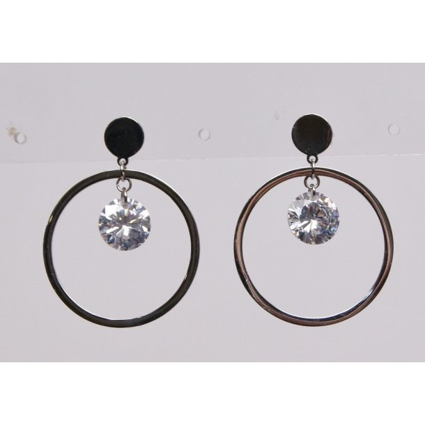earrings silver black with glas