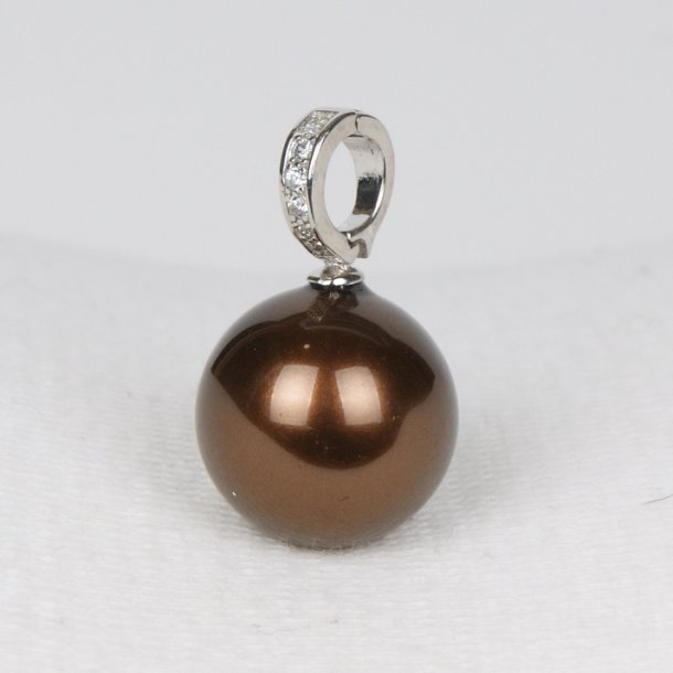 425-51 Queen shellpearl pearl 16 mm Charm ST #238 Broun
