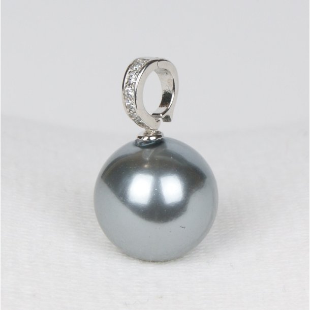 425-51 Queen shellpearl pearl 16 mm Charm ST #222 silver