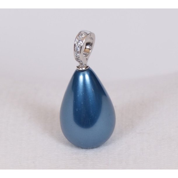 425-53 Queen Drop shellpearl pearl 16 x 25 mm Charm  ST# 219 Light Blue