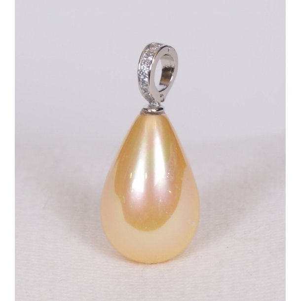 425-53 Queen Drop shellpearl pearl 16 x 25 mm Charm  ST # 230 Yellow