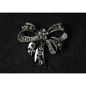 Brooch Bow silver black