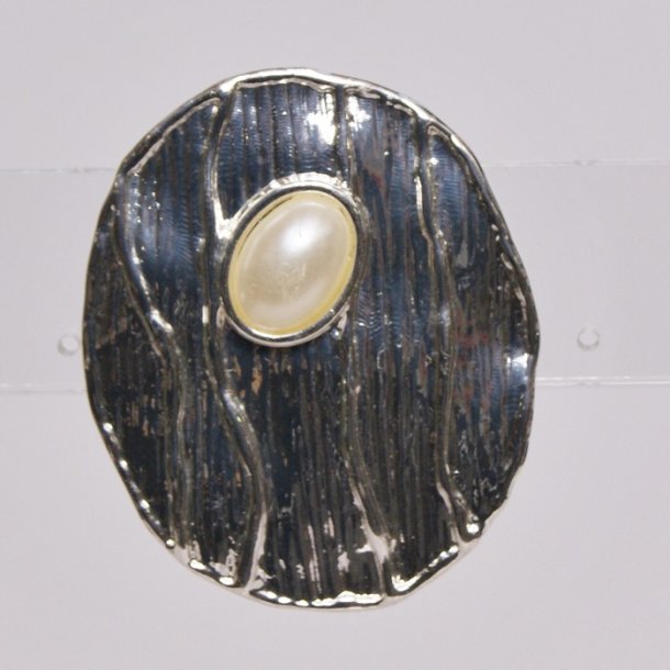 Magnetic Brooch silver art plate with pearl