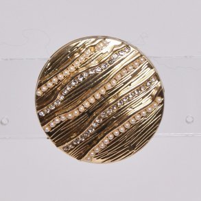Magnetic Brooch Gold plate with pearl waves
