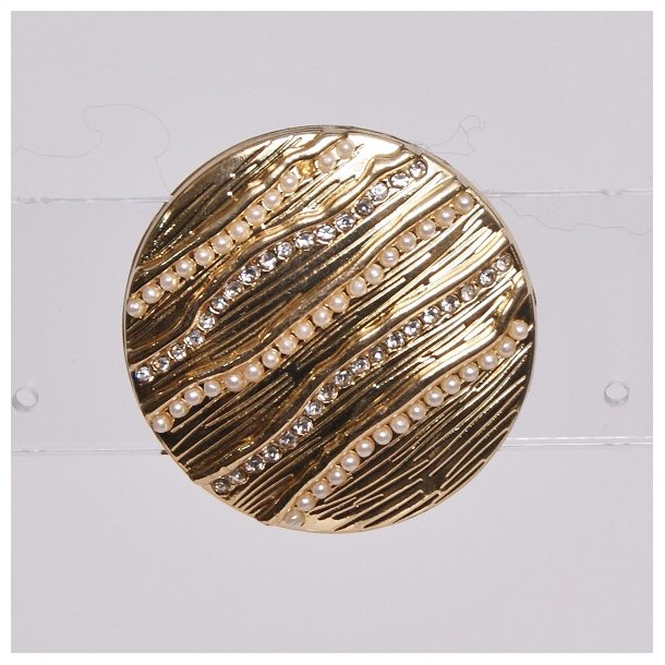 Magnetic Brooch Gold plate with pearl waves