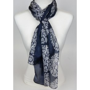 blue with white leavs 100% silk, Size: 180*50cm