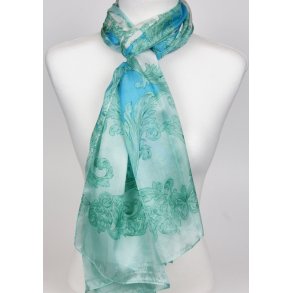 Light blue / White 100% silk, Size: 180*110cm